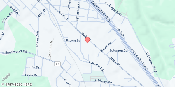 Map showing First Seventh Day Adventist Adamsville at 4205 Main St, Adamsville, AL