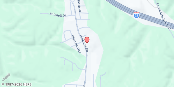 Map showing Love Fellowship Christian Center at 1150 Hillcrest Road, Adamsville, AL