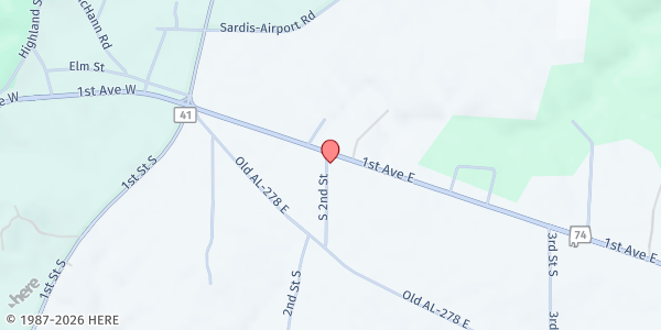 Map showing Addison First Baptist Church at 115 2nd Street S, Addison, AL