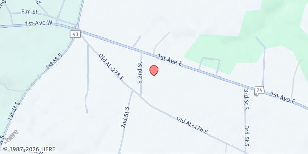 Map showing Addison First Baptist Church at 115 2nd St., Addison, AL