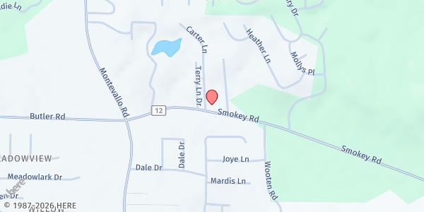 Map showing Manna Ministries at 333 Smokey Rd., Alabaster, AL