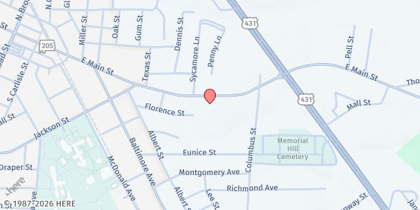 Map showing Christ Episcopal Church at 607 East Main Street, Albertville, AL