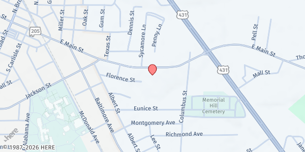 Map showing Christ Episcopal Church at 607 E. Main St., Albertville, AL