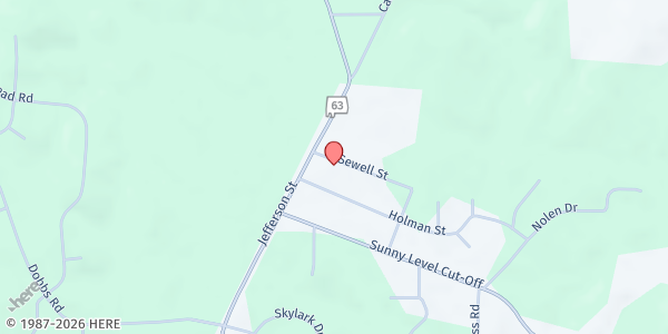 Map showing Family Worship Center Alex City at 1676 Sewell St., Alexander City, AL