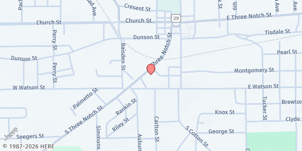 Map showing Christian Service Center at 403 S. 3 Notch St., Andalusia, AL