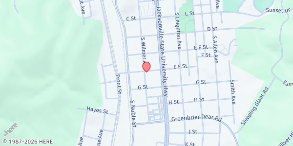 Map showing Community Enabler at 104 E. F St. Suite 1, Anniston, AL