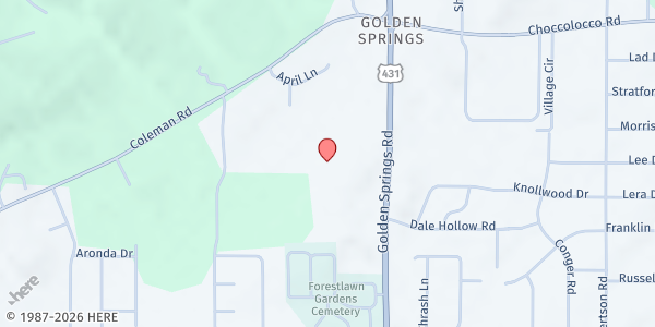 Map showing Jesus is the Way, Truth, Life at 520 Golden Springs Rd., Anniston, AL