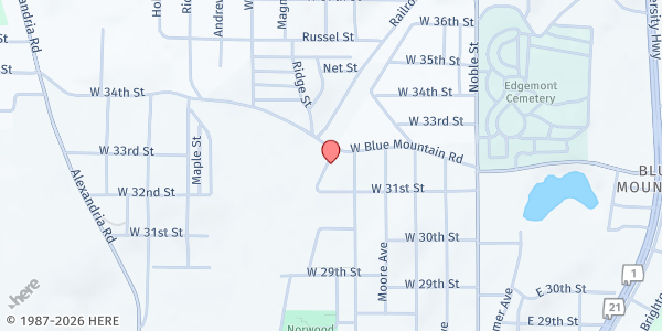 Map showing Servant of Jesus Church & Shelter at 3113 McCoy Ave., Anniston, AL