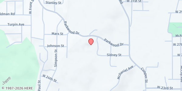 Map showing The Bridge Christian Center at 1300 Parkwood Drive, Anniston, AL
