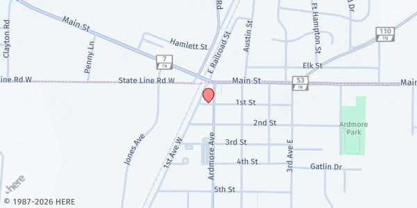 Map showing Christians Helping Others at 26469 1st St., Ardmore, AL