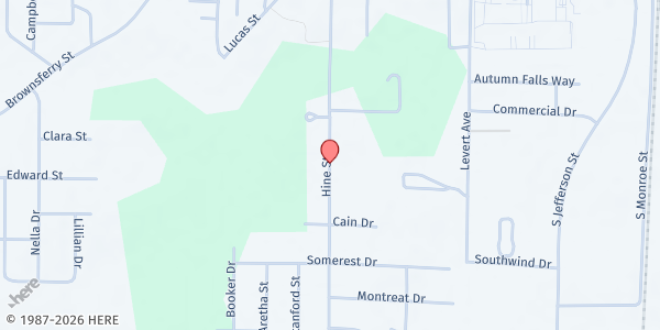 Map showing Ebenezer Missionary Baptist Church at 1911 Hine Street, Athens, AL