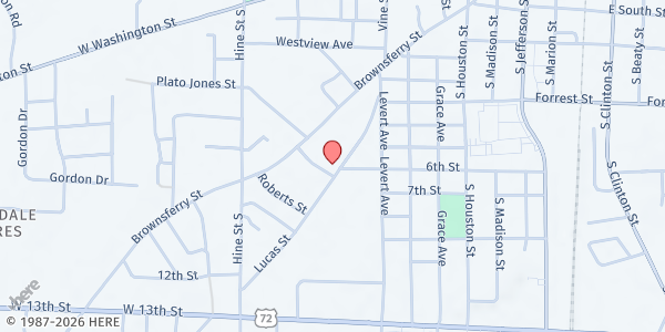 Map showing Lucas Street Church of Christ - Food Distribution Center at 824 Lucas St, Athens, AL