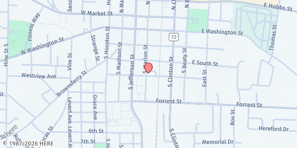 Map showing United Way of Athens-Limestone County - Main Office at 419 S Marion St, Athens, AL