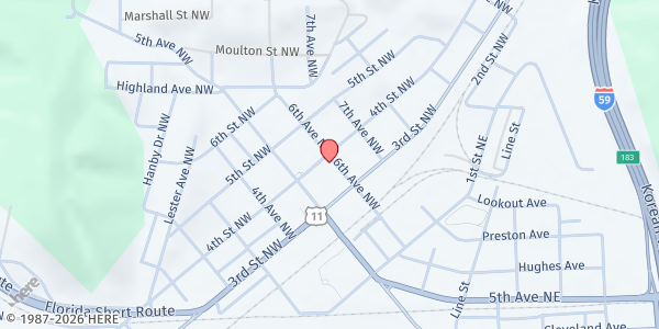 Map showing First United Methodist Church Attalla at 601 4th St NW, Attalla, AL