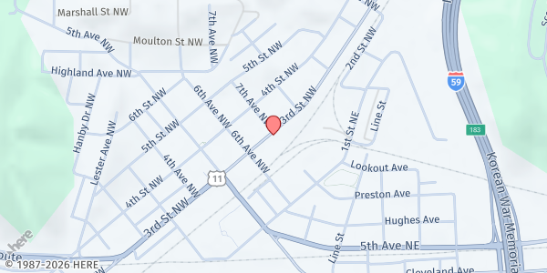 Map showing Mt. Zion Baptist Church Mobile Pantry at 801 3rd St NW, Attalla, AL