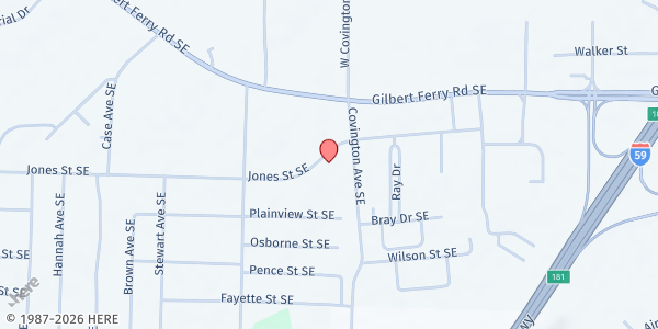 Map showing Siberton Baptist Church Mobile Pantry at 627 Jones Street SE, Attalla, AL