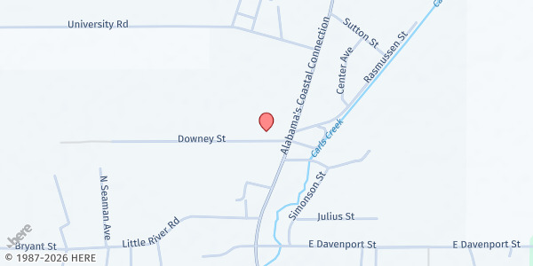 Map showing Bayou Recovery Project at 8720 Downey St., Bayou La Batre, AL