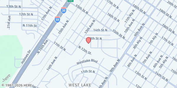 Map showing Church of God of the Union Assembly at 1230 Simmons St, Bessemer, AL