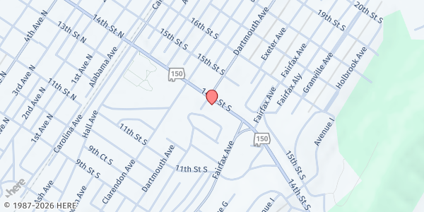 Map showing Greater 14th Baptist Senior Grocery Program at 418 14th Street S, Bessemer, AL