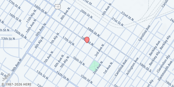 Map showing James B and Vah's Emporium CDC, Inc at 1731 5th Ave, Bessemer, AL