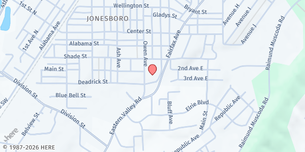 Map showing Jonesboro Elementary at 125 Owen Ave., Bessemer, AL