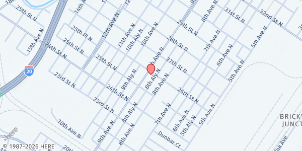 Map showing Ministries of Deliverance at 2531 9th Ave. N., Bessemer, AL