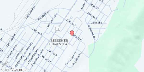 Map showing Shady Grove Missionary Baptist Church at 2600 Fairfax Ave., Bessemer, AL