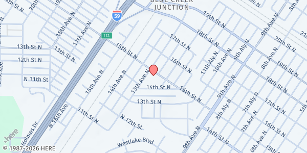 Map showing Triumph Youth & Adult Community Development at 1431 13th Ave. N., Bessemer, AL