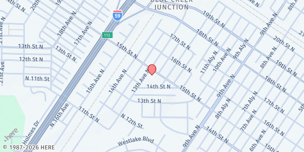 Map showing Triumph Youth & Adult Community Development Corporation at 1431 13th Ave N, Bessemer, AL