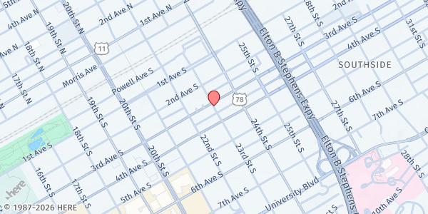 Map showing 23rd Street Baptist Church - South at 311 23rd St. S., Birmingham, AL