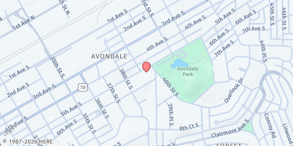 Map showing Avondale Samaritan Place at 3829 5th Ave. S., Birmingham, AL