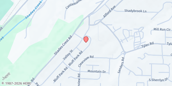 Map showing Bluff Park UMC at 733 Valley St., Birmingham, AL