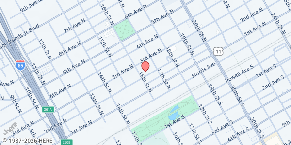 Map showing Brother Bryan Mission at 1608 2nd Ave N, Birmingham, AL