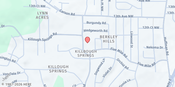 Map showing Calvary Resurrection Christian at 356 Killough Springs Rd., Birmingham, AL
