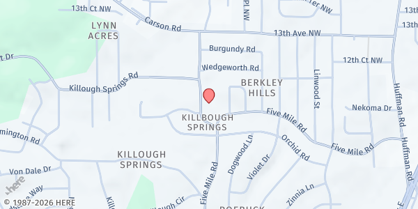 Map showing Calvary Resurrection Christian Church at 356 Killough Springs Rd., Birmingham, AL
