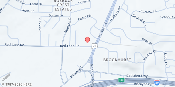 Map showing Cathedral of the Cross at 1480 Center Point Pkwy., Birmingham, AL