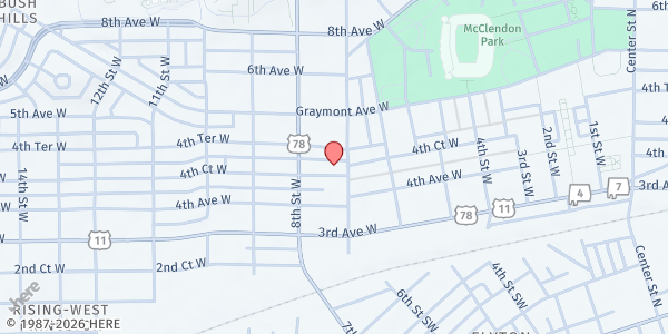 Map showing Catholic Center of Concern at 712 4th Ct. W., Birmingham, AL
