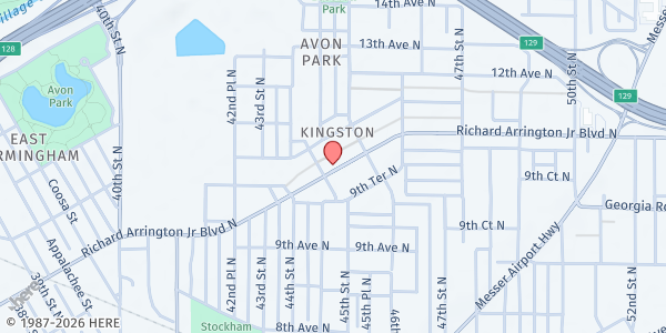 Map showing Community Kitchens at Eleventh Avenue COGIC at 4408 10th Ave. N., Birmingham, AL