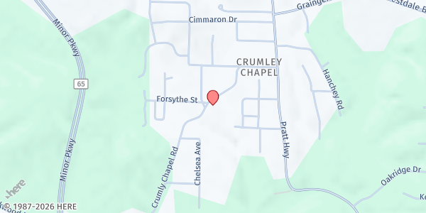Map showing Crumly Chapel UMC at 341 Crumly Chapel Rd., Birmingham, AL