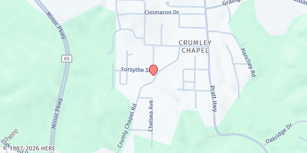 Map showing Crumly Chapel United Methodist Church at 341 Crumly Chapel Rd., Birmingham, AL