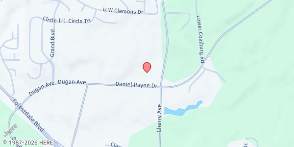Map showing Daniel Payne Legacy Village Foundation at 1500 Daniel Payne Dr., Birmingham, AL