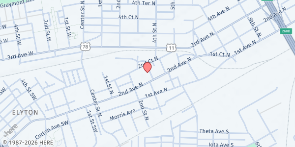 Map showing Disabled American Veterans at 238 2nd Ave. N., Birmingham, AL