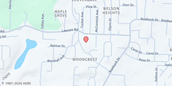 Map showing Faith Missionary Baptist Roebuck at 9841 Red Mill Road, Birmingham, AL
