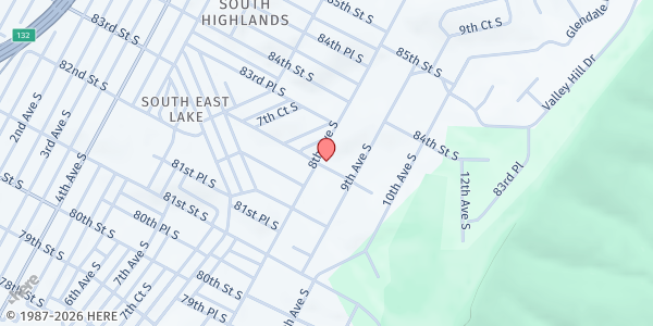 Map showing Family Worship Center at 8301 8th Ave. S., Birmingham, AL