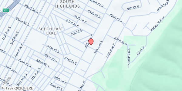 Map showing Family Worship Center at 8301 8th Ave. S., Birmingham, AL