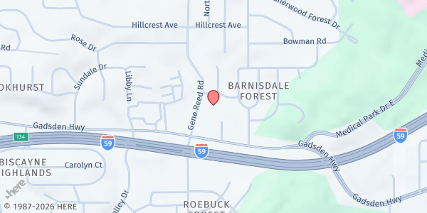 Map showing First Baptist Church of Zion City - Be the Change at 1104 Gene Reed Rd., Birmingham, AL