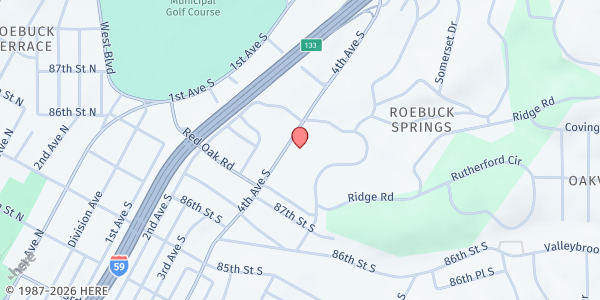 Map showing Fountain of Life Christian Church - Victorious Living at 8737 4th Ave. S., Birmingham, AL