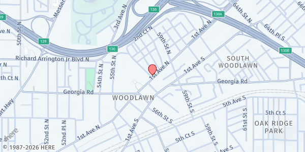 Map showing Grace Episcopal Church at 5712 1st Avenue North, Birmingham, AL