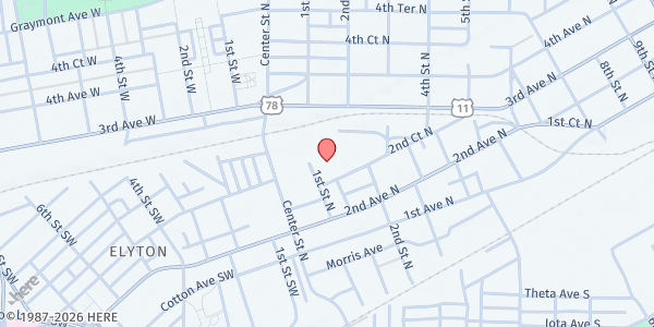 Map showing Grace Klein Community - Jefferson County Family Court House at 120 2nd Ct. N., Birmingham, AL