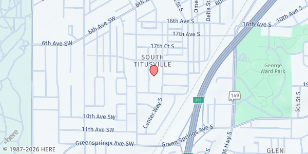 Map showing Holy Family Cristo Rey Catholic High School at 1832 Center Way, Birmingham, AL